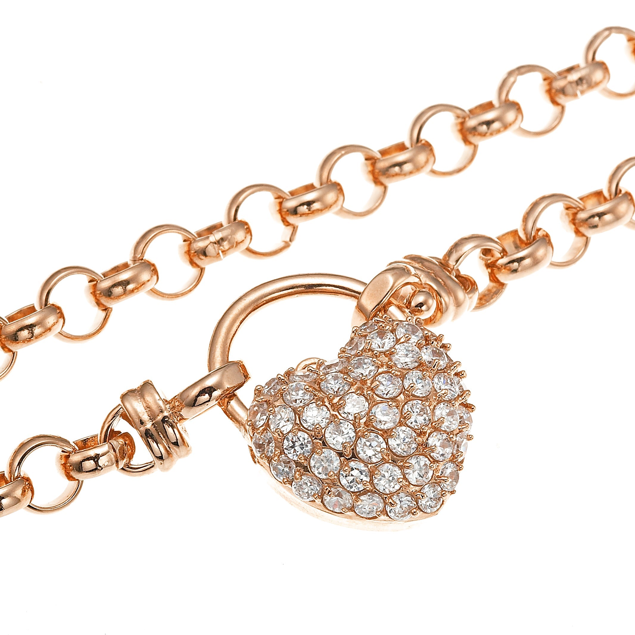 18ct Heavy Rose Gold Plated 6mm Belcher Chain Necklace Featuring a Simulated Diamond Locket - USA Made-3